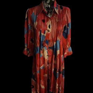 Source Unknown Red and Blue Abstract Maxi Dress